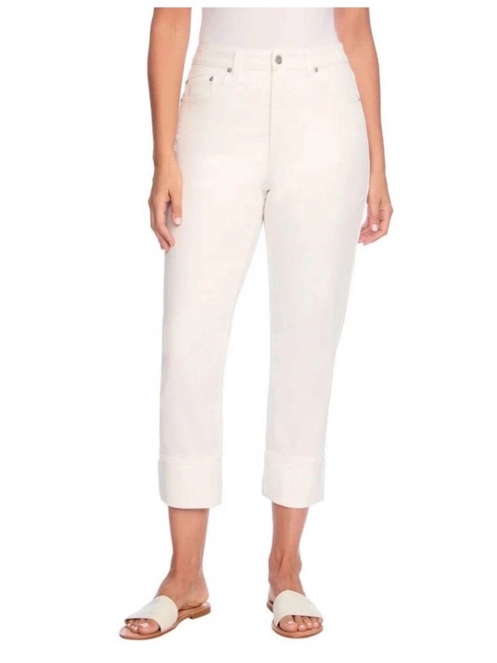 Frye High Rise Cropped Pants Size 16 16/34 Ivory White Denim Jeans Ankle NWT